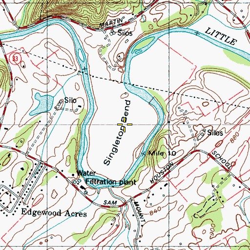 Topographic Map of Singleton Bend, TN