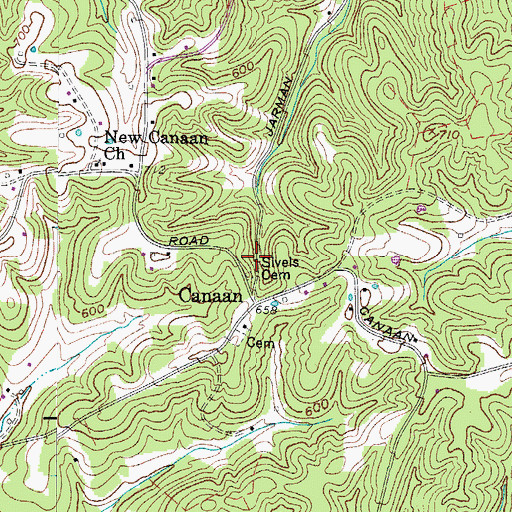 Topographic Map of Sivels Cemetery, TN