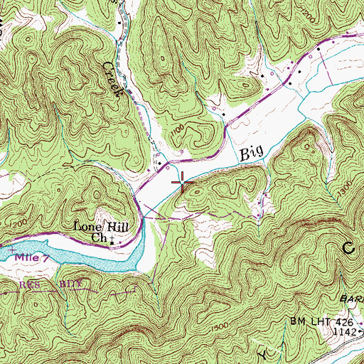 Topographic Map of Skaggs Creek, TN
