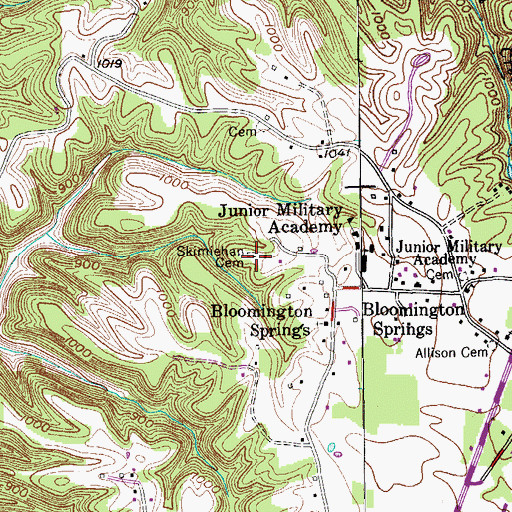 Topographic Map of Skimiehan Cemetery, TN