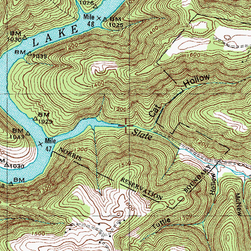Topographic Map of Slate Creek, TN