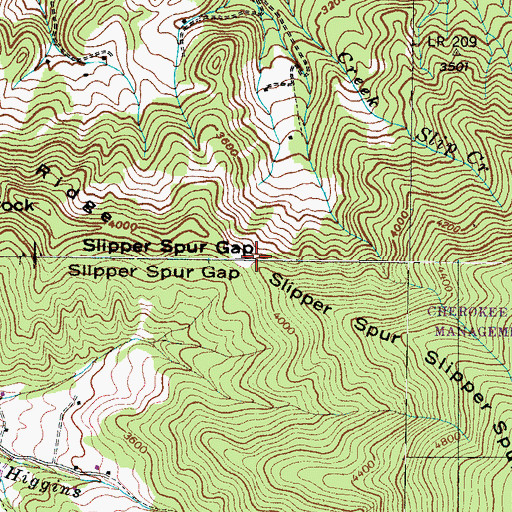 Topographic Map of Slipper Spur Gap, TN