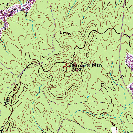 Topographic Map of Smartt Mountain, TN