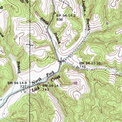 Topographic Map of Smith Branch, TN