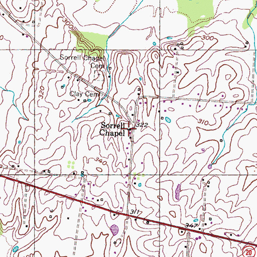 Topographic Map of Sorrell Chapel, TN