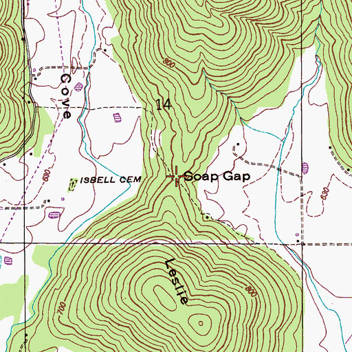 Topographic Map of Soap Gap, AL