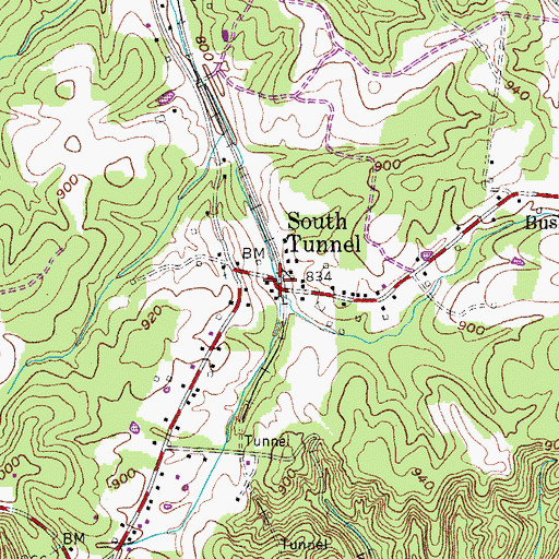 Topographic Map of South Tunnel, TN