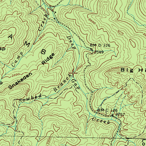 Topographic Map of Sowbed Branch, TN