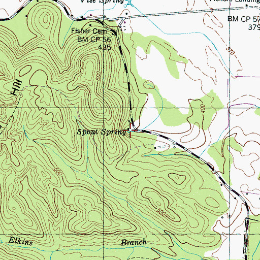 Topographic Map of Spout Spring, TN