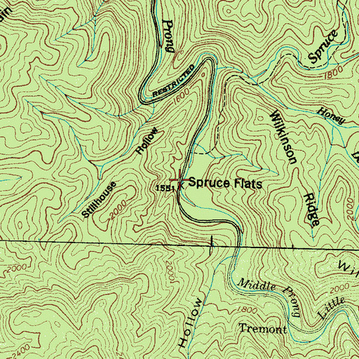 Topographic Map of Spruce Flats, TN