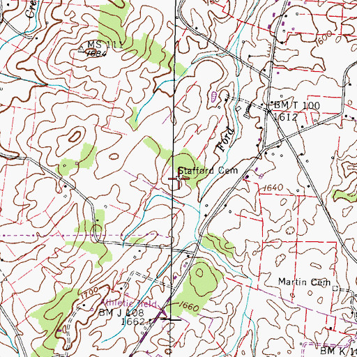 Topographic Map of Stafford Cemetery, TN