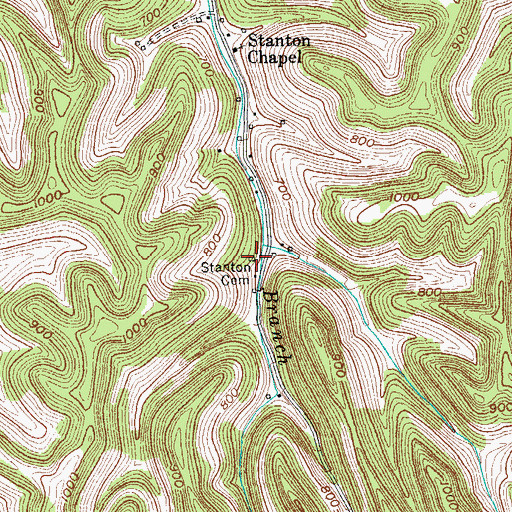 Topographic Map of Stanton Cemetery, TN