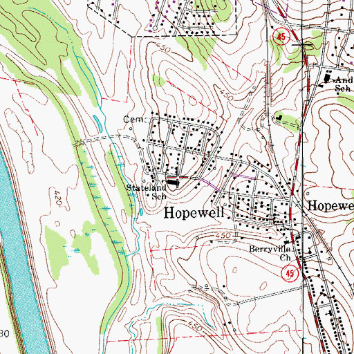 Topographic Map of Stateland School, TN