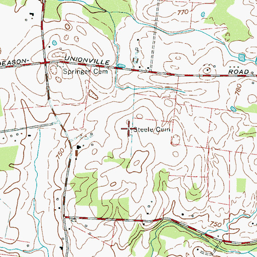 Topographic Map of Steele Cemetery, TN