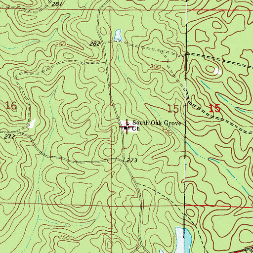 Topographic Map of South Oak Grove Baptist Church, AL