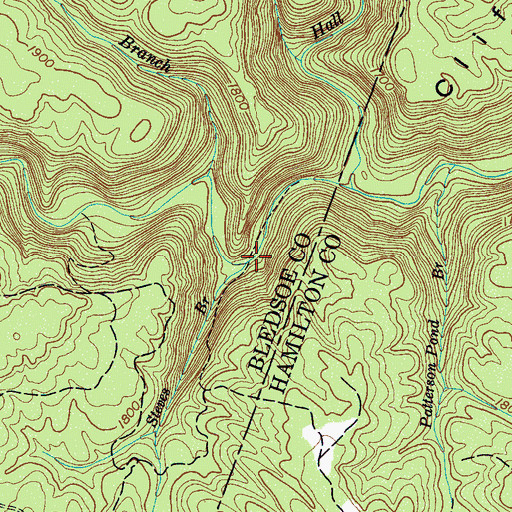 Topographic Map of Steves Branch, TN