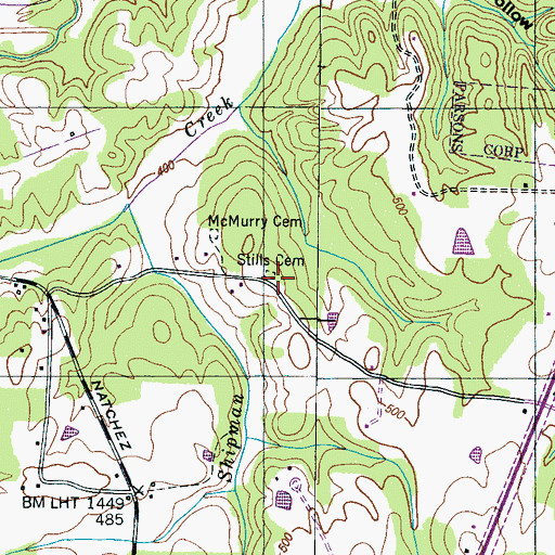 Topographic Map of Stills Cemetery, TN