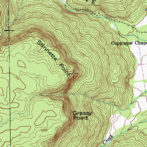 Topographic Map of Stinnette Point, TN