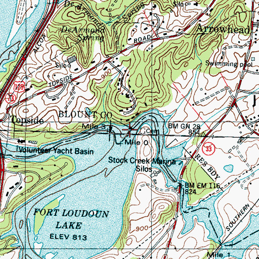 Topographic Map of Stock Creek, TN