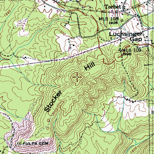 Topographic Map of Stocker Hill, TN