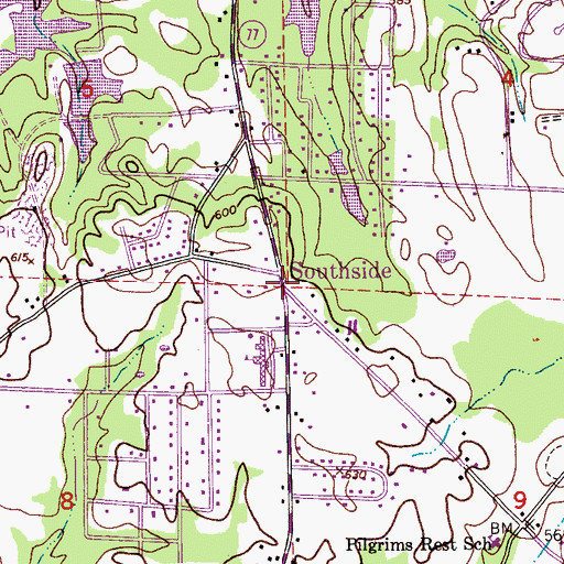 Topographic Map of Southside, AL