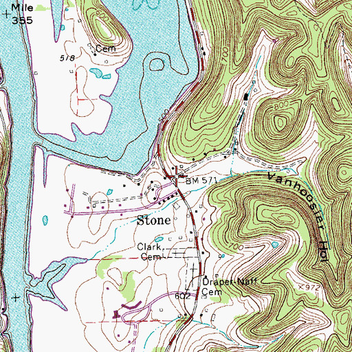Topographic Map of Stone, TN