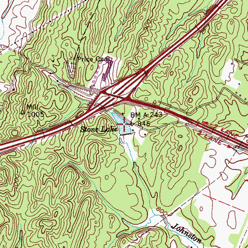 Topographic Map of Stone Lake, TN