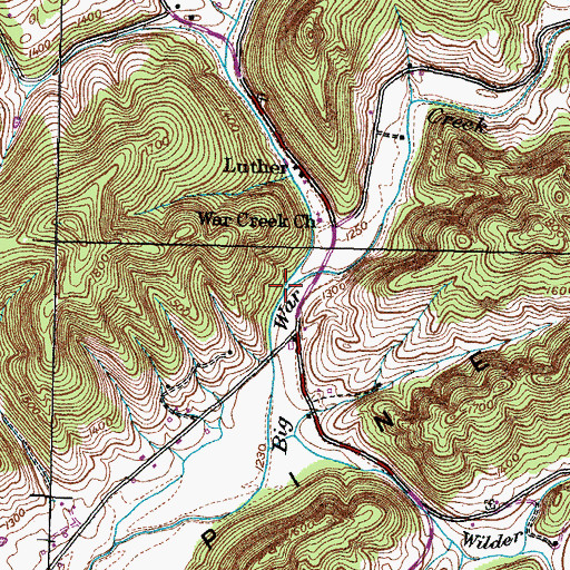 Topographic Map of Stony Fork, TN