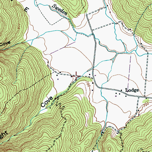 Topographic Map of Straight Cove, TN