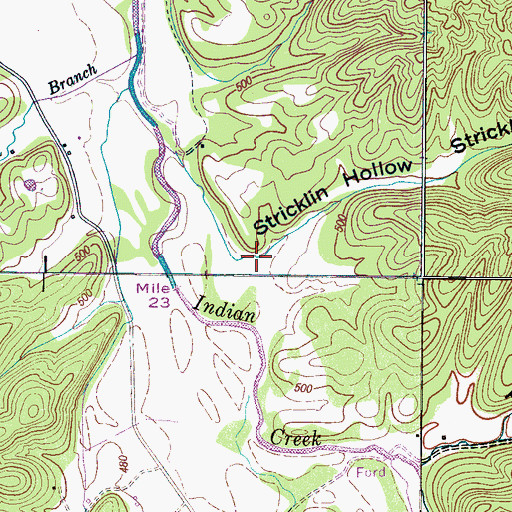 Topographic Map of Stricklin Hollow, TN