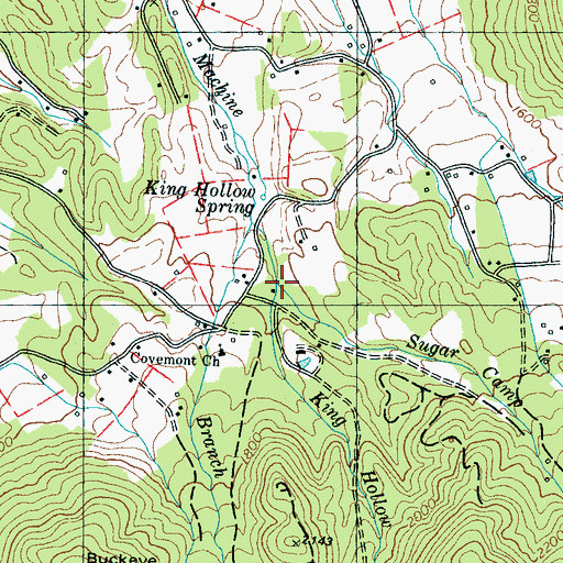 Topographic Map of Sugar Camp Branch, TN
