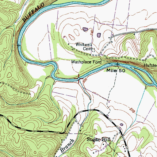 Topographic Map of Sugar Hill Branch, TN