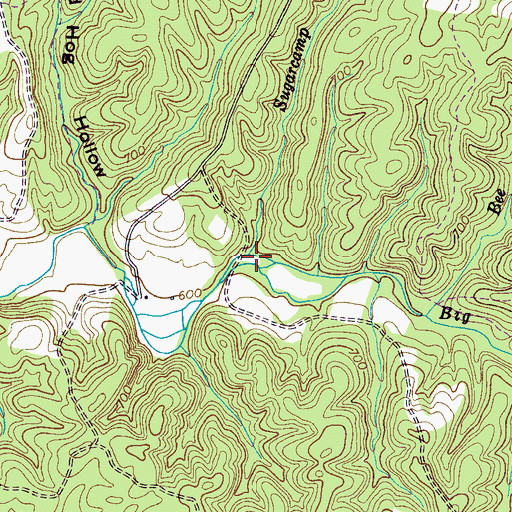 Topographic Map of Sugarcamp Branch, TN