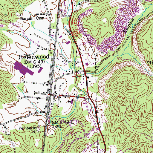 Topographic Map of Sulphur Creek, TN