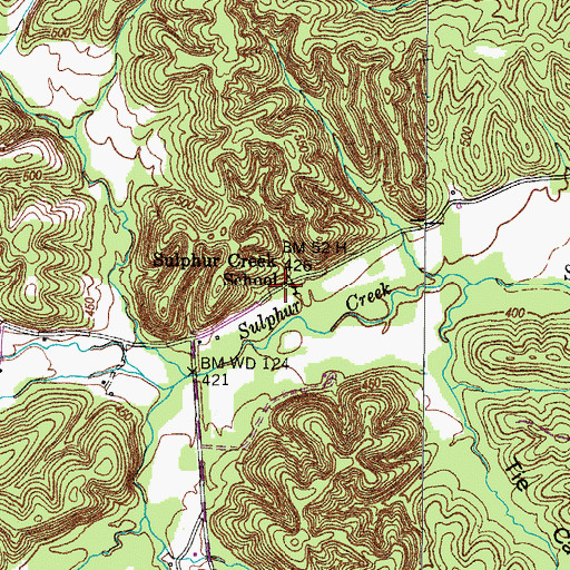 Topographic Map of Sulphur Creek School, TN