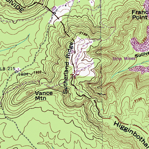Topographic Map of Sutherland Ridge, TN