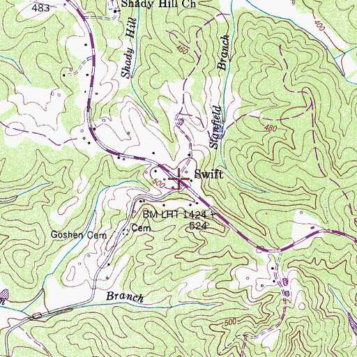 Topographic Map of Swift, TN