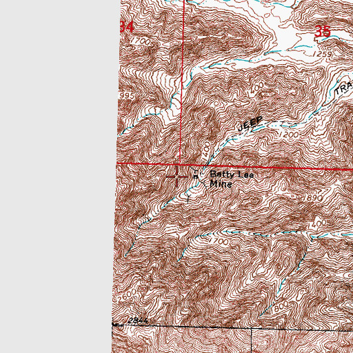Topographic Map of Betty Lee Mine, AZ
