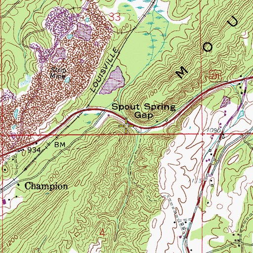Topographic Map of Spout Spring Gap, AL