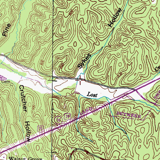 Topographic Map of Sykes Hollow, TN