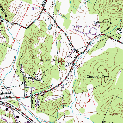 Topographic Map of Tallant Cemetery, TN