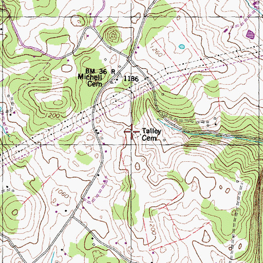 Topographic Map of Talley Cemetery, TN