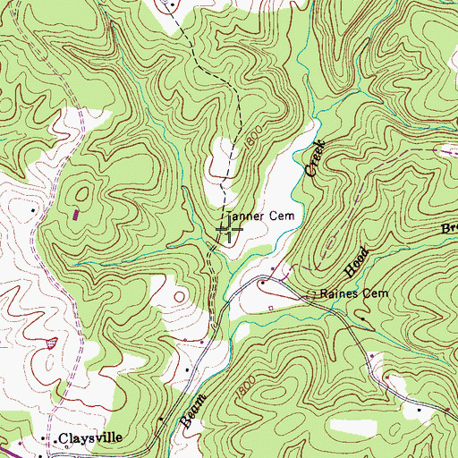 Topographic Map of Tanner Cemetery, TN