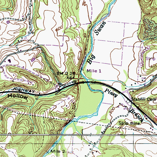 Topographic Map of Tanyard Hollow, TN