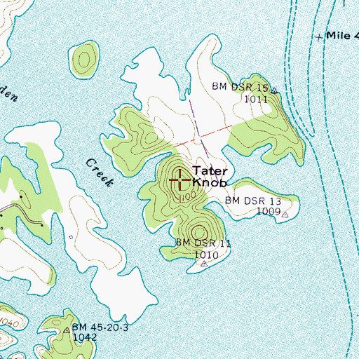 Topographic Map of Tater Knob, TN