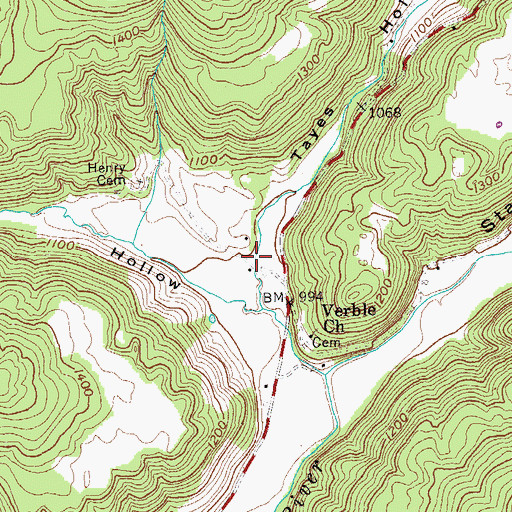 Topographic Map of Tayes Hollow, TN