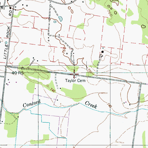 Topographic Map of Taylor Cemetery, TN