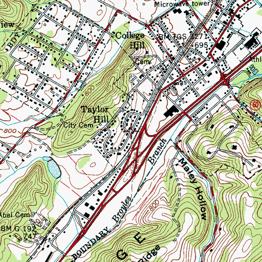 Topographic Map of Taylor Hill, TN