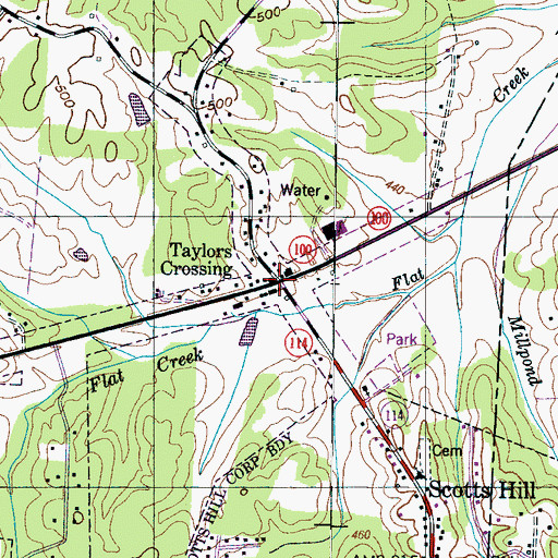 Topographic Map of Taylors Crossing, TN