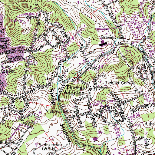 Topographic Map of Thomas Addition, TN